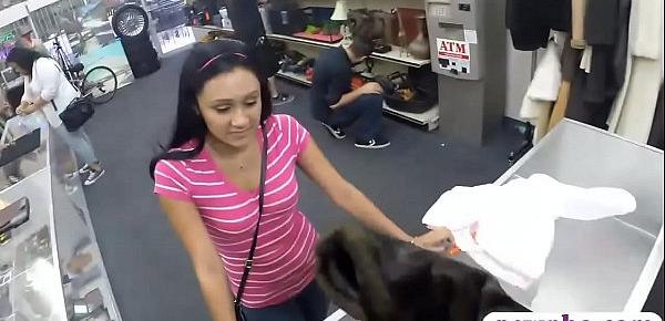  Babe sells her furcoat and slammed hard at the pawnshop